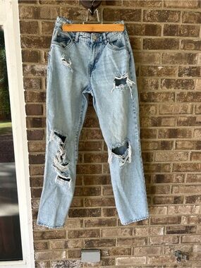 Refuge Denim High Rise Wide Leg Distressed Jeans